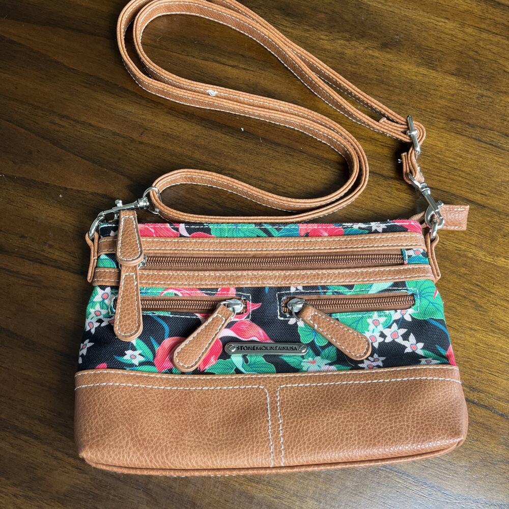 STONE MOUNTAIN Black Tropical Garden Crossbody Bag Women’s Purse, Floral Resort